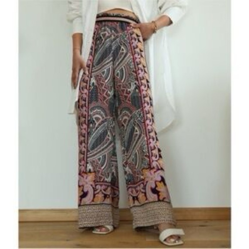 Anthropologie Maeve Rooibos Cropped Wide-Leg Pant  Sz L